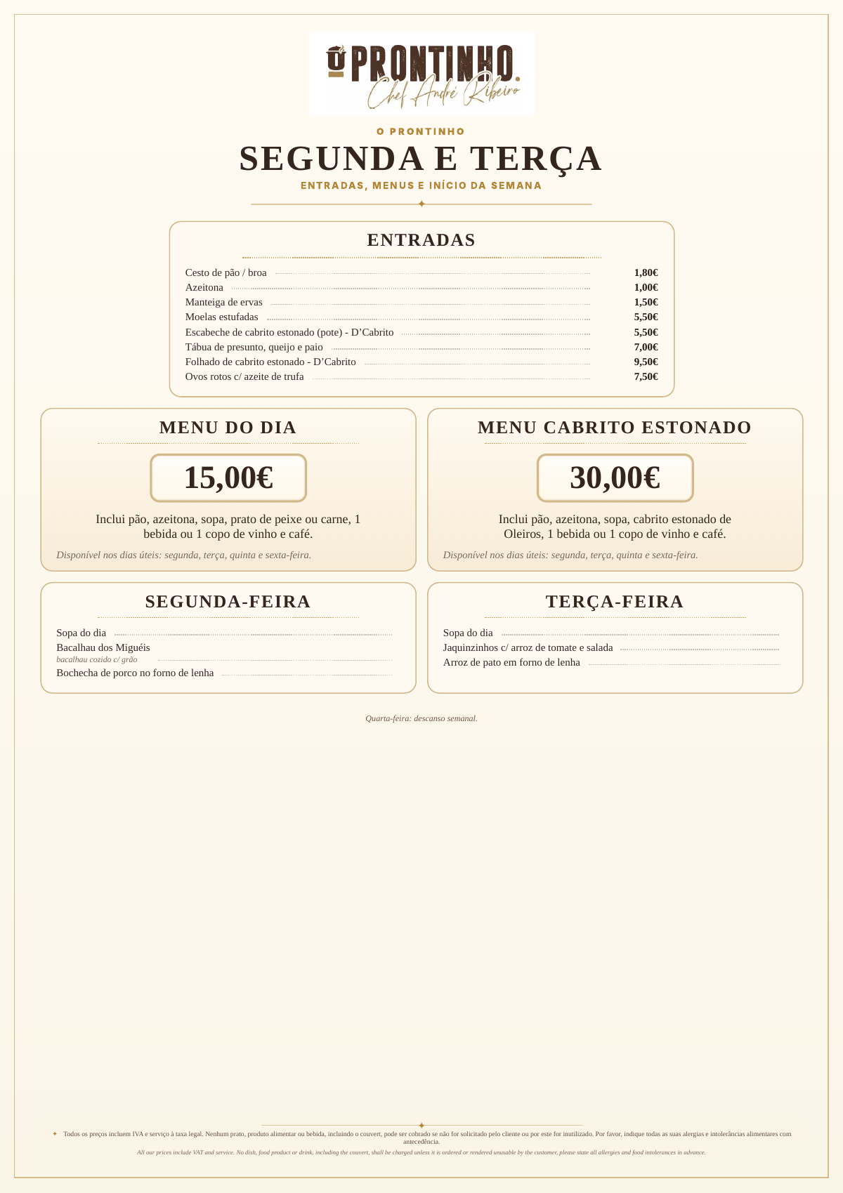 Página do menu